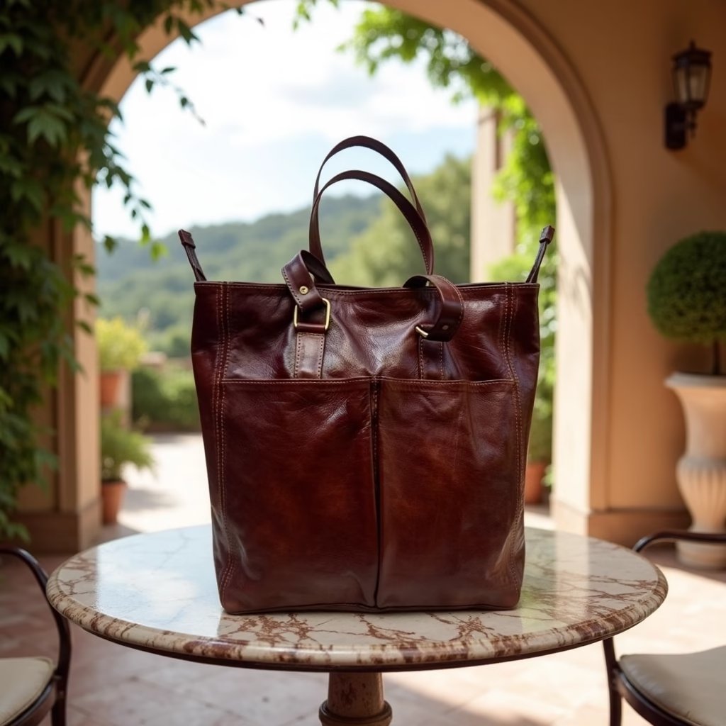 Burgundy Brown Goat Leather Tote Bag – Everyday Carryall