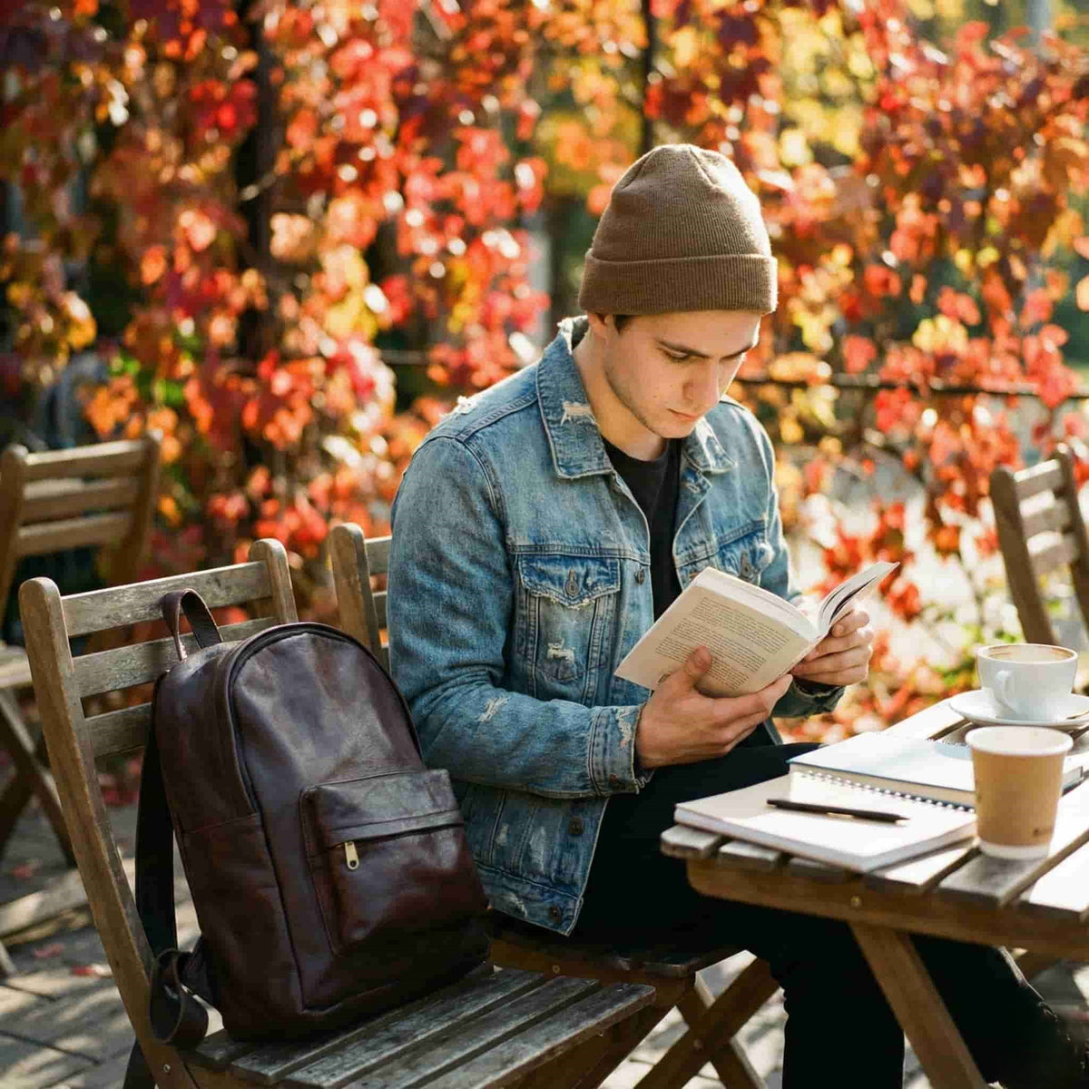 Minimalist Leather Backpack – Slim Everyday Daypack