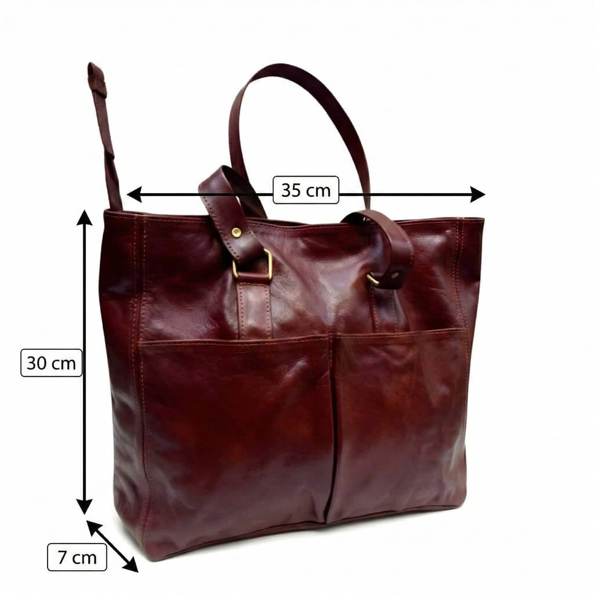 Burgundy Brown Goat Leather Tote Bag – Everyday Carryall